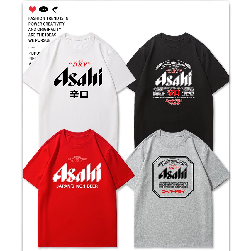 100% Cotton Nhật Bản Bia Asahi Áo Thun Nữ Tay Ngắn Nam