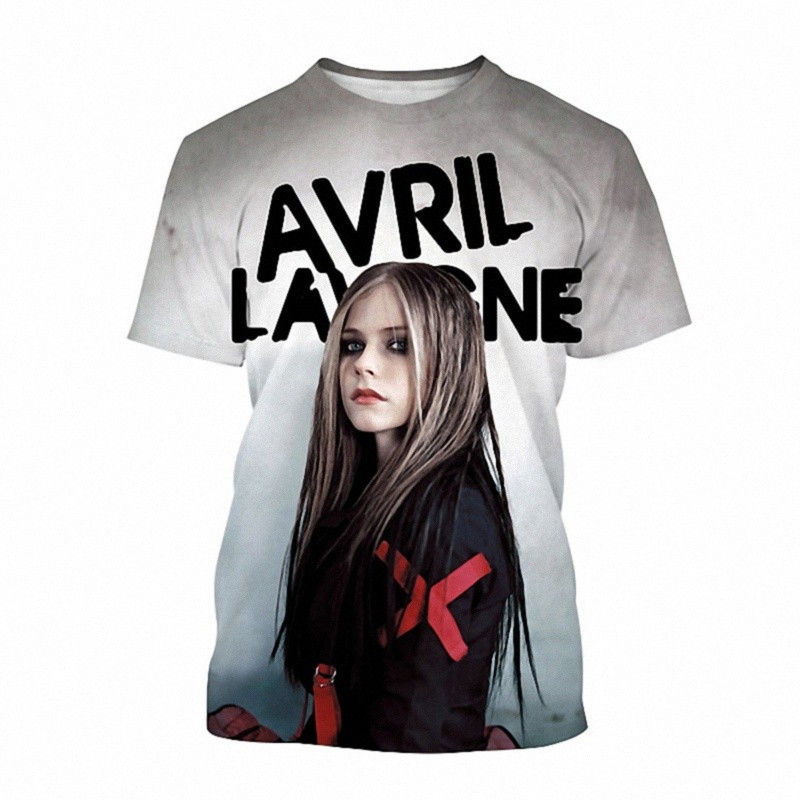 Avril Lavigne 3D In Hình Áo nam Thời Trang Mùa Hè Tay Ngắn Ca Sĩ Bông Tai Kẹp Áo Thun