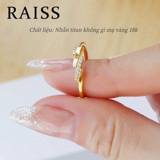  Nhẫn titan thép không gỉ mạ vàng 18k dành cho nữ Nhẫn thiết kế nhiều lớp có khảm pha lê Thời trang thanh lịch 