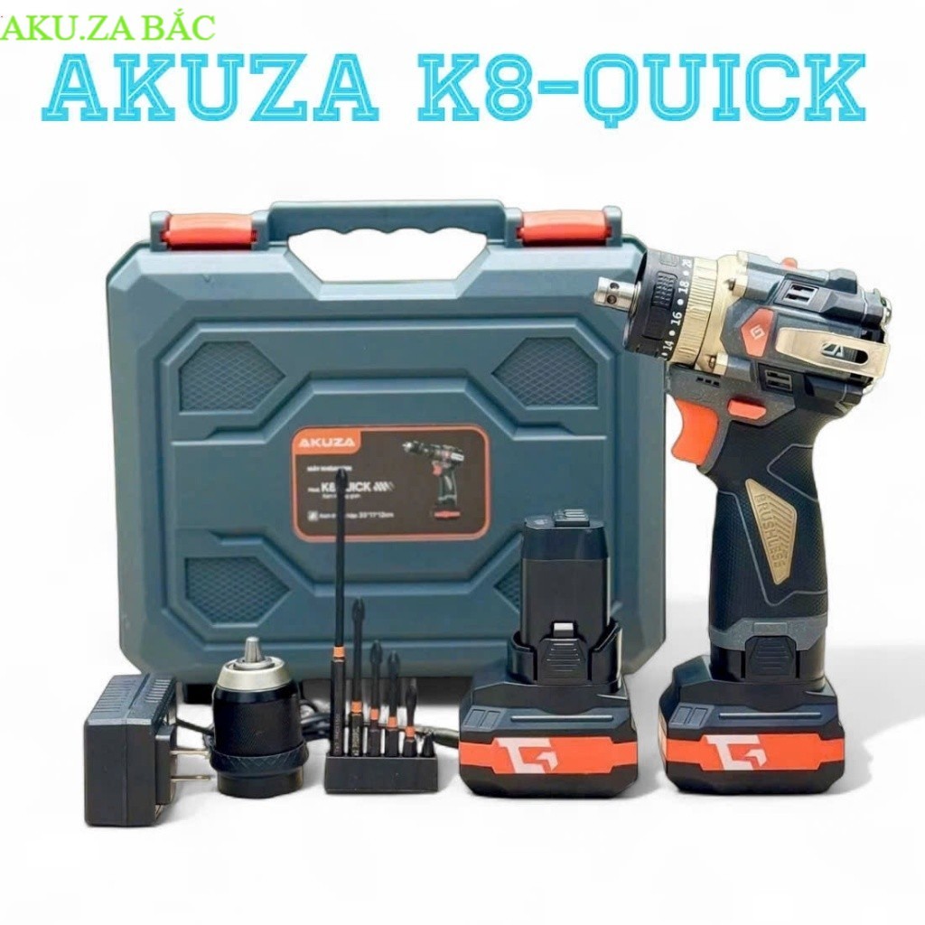 Máy Khoan Pin 16,8V AKUZA K8 Quick Không Chổi Than Đầu Kẹp Autolook AKU.ZA MIỀN BẮC
