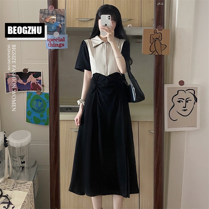 Đầm Dáng Dài BEOGZHU Bigsize Đầm PoLo Tay Ngắn Kiểu Hàn Quốc Mùa Hè Váy Thời Trang Đẹp Cho Nữ