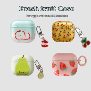 Ốp Trái Cây Hoạt Hình Ngọt Ngào Cho Apple AirPods 1 2 3 4 Rd Pro 2 Hộp Bảo Quản Tai Nghe Bluetooth Không Dây Đơn Giản Cho AirPods Pro 2 Có Mặt Dây Chuyền