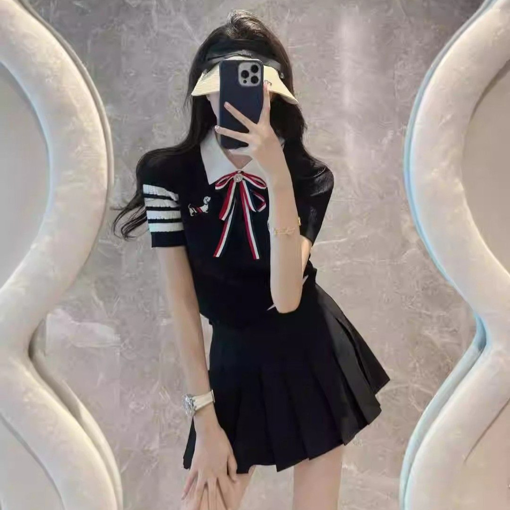 Meet-Adm Áo Thun Dệt Kim Tay Ngắn Cho Nữ Áo Thun Cổ Polo Thời Trang Mùa Hè Mới Đa Năng | BigBuy360 - bigbuy360.vn