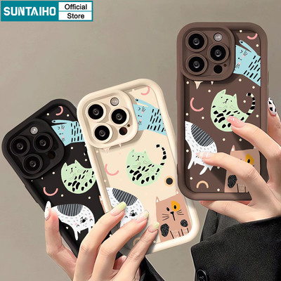 Ốp Điện Thoại Suntaiho Họa Tiết Mèo Dễ Thương Silicon Mềm Cao Cấp Chống Sốc Cho iPhone 11 12 13 14 15 16 Pro max IP 7 8 Plus Iphon X Xs XR Xs max