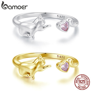 Bamoer Nhẫn Bạc 925 Mở Điều Chỉnh Kích Thước Mèo Trang Sức Thời Trang Quà Tặng Cho Nữ