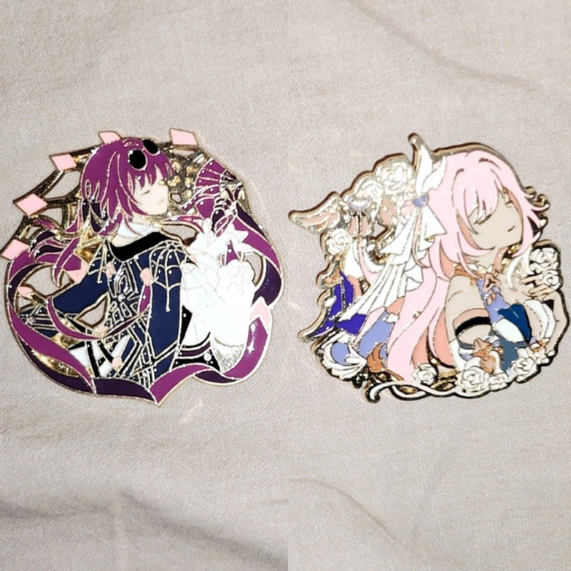 Anime Jing Yuan Elysia Kafka Cosplay Đường Cong Phù Hợp Với Thổ Cẩm Hoạt Hình Breastpin Huy Hiệu Pin