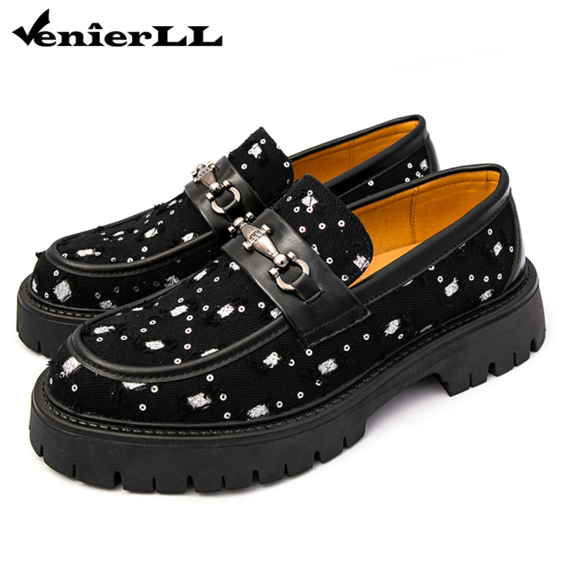 Nam Da Nền Tảng Chunky Slip-On Penny Loafers Cổ Điển Mũi Tròn Lug Đế Kinh Doanh Giày Công Sở Chính T