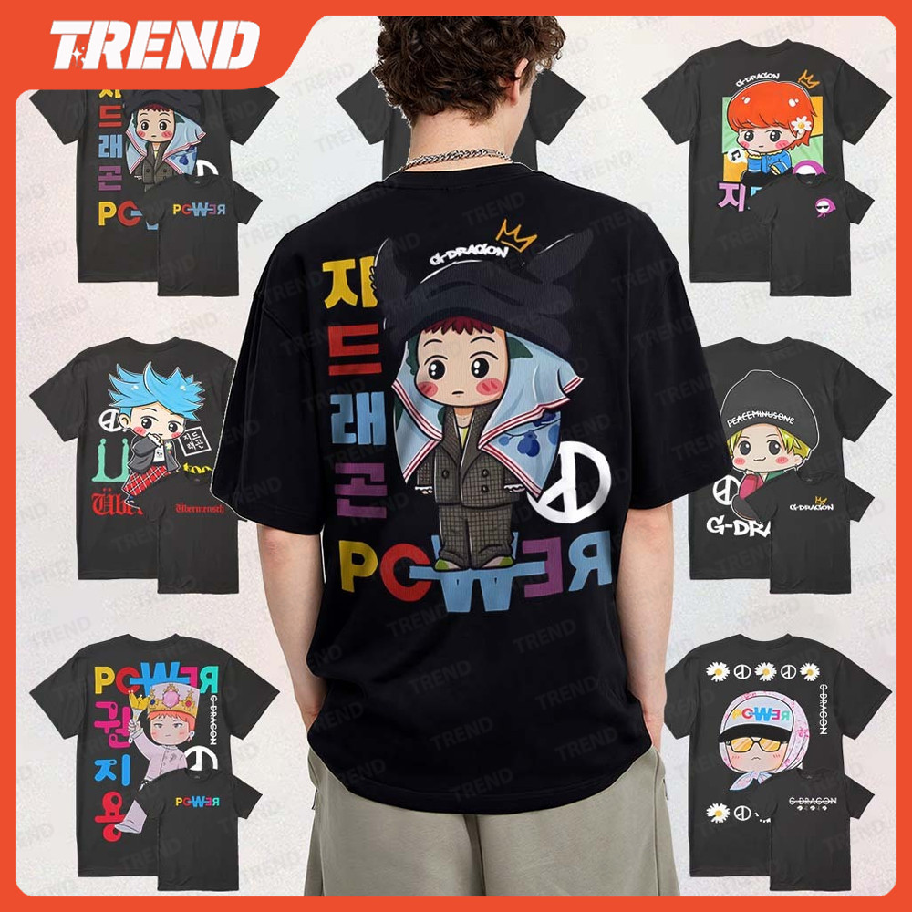 G-DRAGON 2025 WORLD TOUR Ubermensch Merch Áo Thun Cotton Vintage Unisex Thời Trang Rời GD Hoạt Hình 