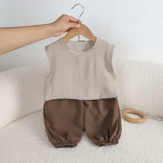 Hàng sẵn có 90-150CM Mùa Hè Bé Trai Bé Gái Phù Hợp Với Áo Vest Thường Ngày Nhỏ Vừa Trẻ Em Vải Lanh Ice Silk Không Tay Bloomers Quần Dài Đến Mắt Cá Chân Hai @ 