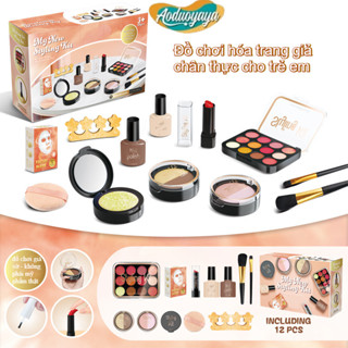 Aoduoyaya-Bộ Đồ Chơi Trang Điểm 12 Món Cho Bé 3-8 Tuổi - Giả Chân Thực, Không Dính/Không Lỏng, An Toàn Tuyệt Đối