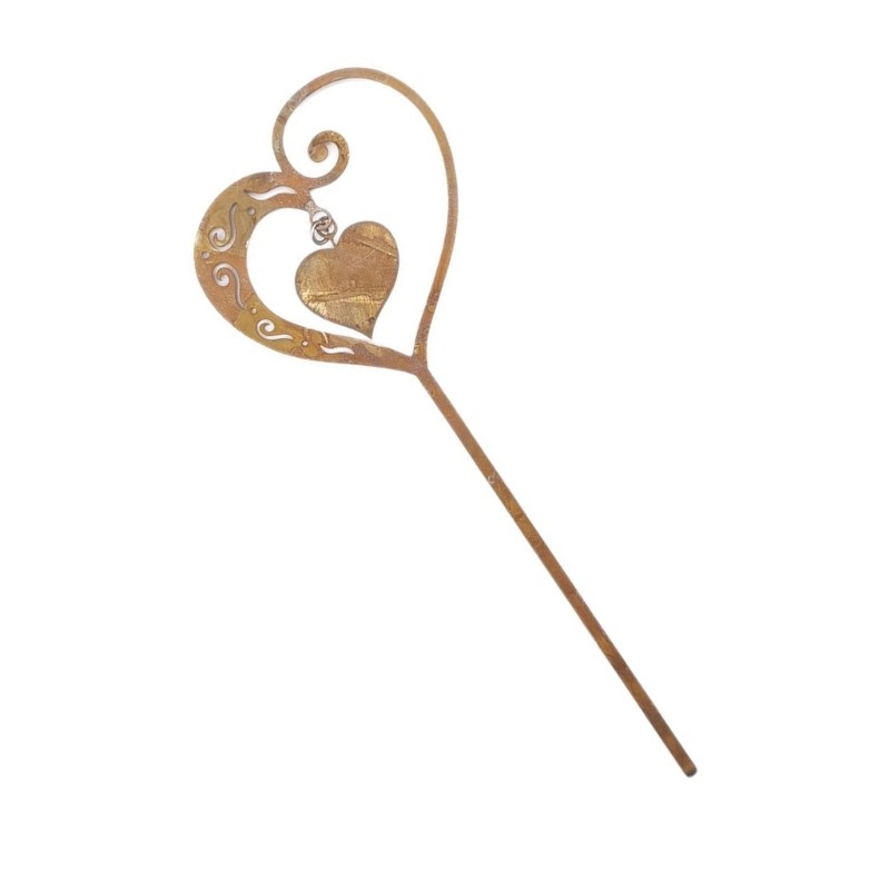 Inter Antique Rusty Iron Heart Garden Cọc trang trí ngoài trời Nông thôn