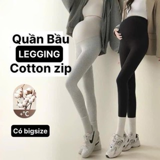  Quần bầu Legging dáng dài chất thun Zip loại đẹp co giãn 4 chiều có bigsize LG05 