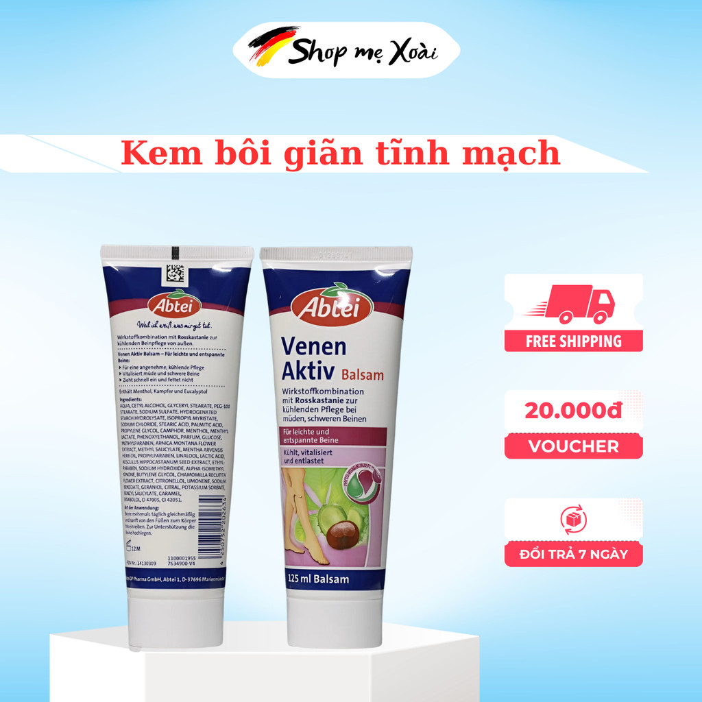 Kem bôi giãn tĩnh mạch Abtei Venen Aktiv, tuýp 125ml