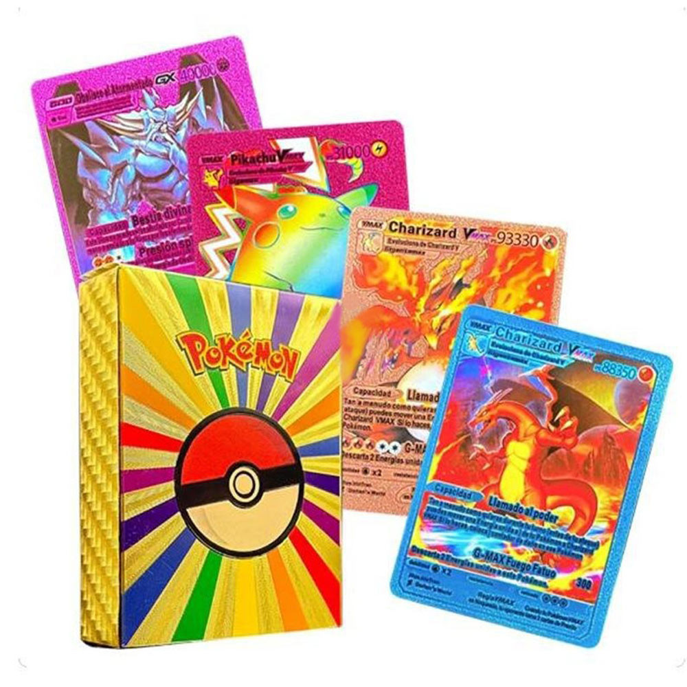 Set of 55 Colorful Metal Pikachu Cards GX V Vmax pokemon Charizard
