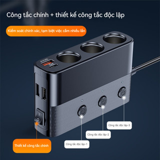 Tẩu Sạc Ô Tô, Sạc Nhanh 110W Dây Rút Tự Động 4 Cổng USB Type-C Và Lightning Đa Năng - Vỏ Hợp Kim Cao Cấp [Hàng Loại Tốt]