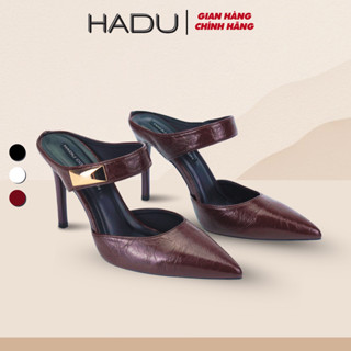 Guốc Sục 10P JOYCELYN Cao Gót Mũi Nhọn HADU GGD175 Da PU Vân Cao Cấp Đế TPR Chống Trượt BH 12T