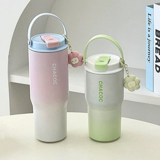 600ml / 900ml Bình Giữ Nhiệt Bằng Thép Không Gỉ Đôi Thời Trang Có Dây Hoạt Hình Di Động Ô Tô Cà Phê Trà Cốc Uống Lạnh Bình Giữ Nhiệt Có Tay Cầm