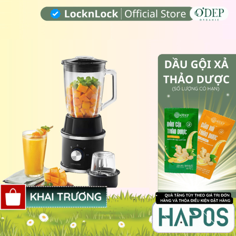 Máy xay sinh tố High Speed Blender LocknLock Chính hãng, 220-240V, 50-60Hz, 600W, Màu đen EJM376BLK 