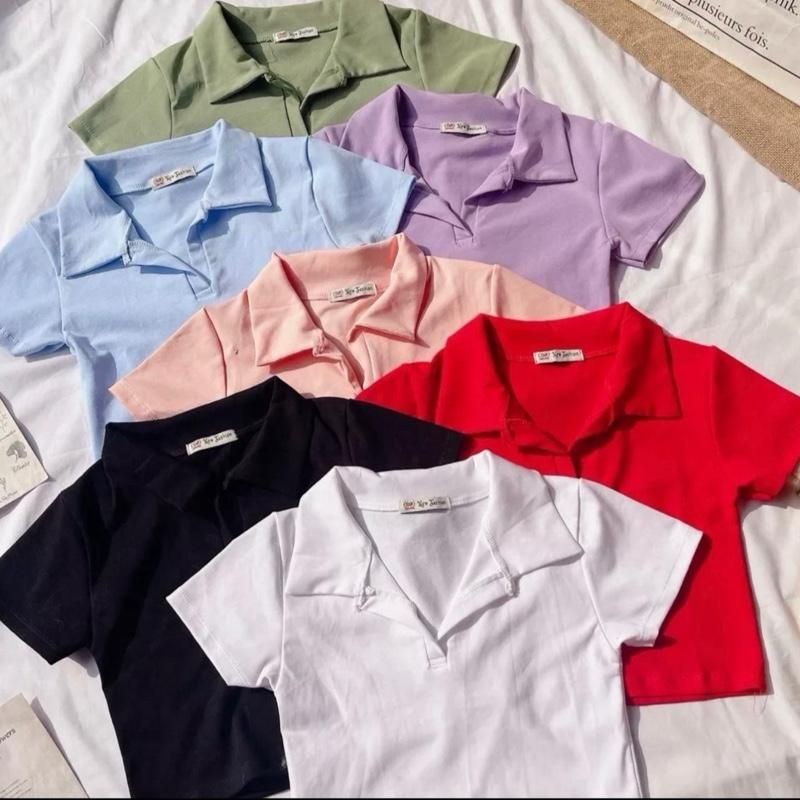 A88 Áo thun nữ tay ngắn Croptop Cổ Bẻ , Áo Polo Nhiều Màu size dưới 53kg mã a88