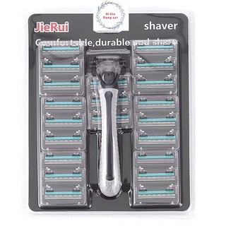 Bộ dao cạo râu JieRui 21 lưỡi thay tiết kiệm thoái mái siêu bền siêu êm