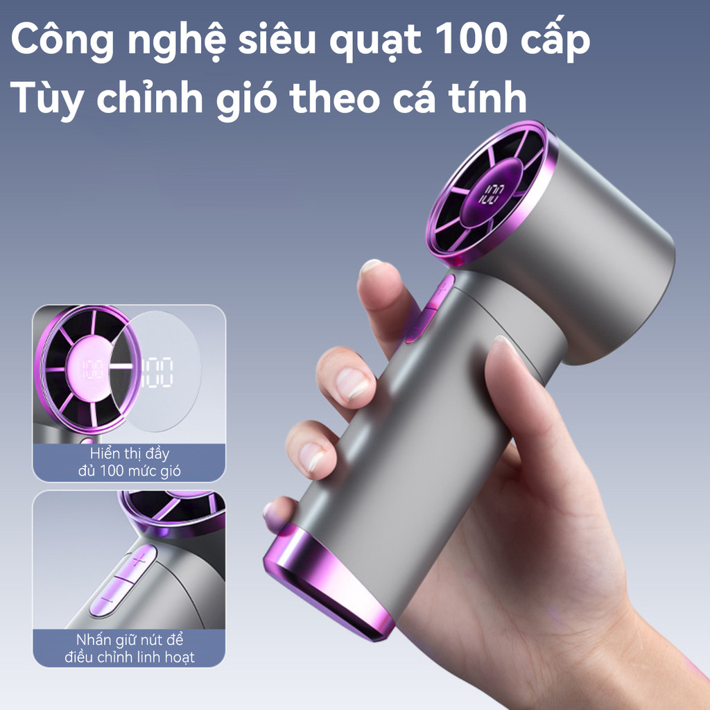 CLUBLU QF1013 - Quạt Cầm Tay Tubor Mini 100 Cấp Độ Gió Pin Sạc USB Không Cánh Cho Văn Phòng Học Sinh