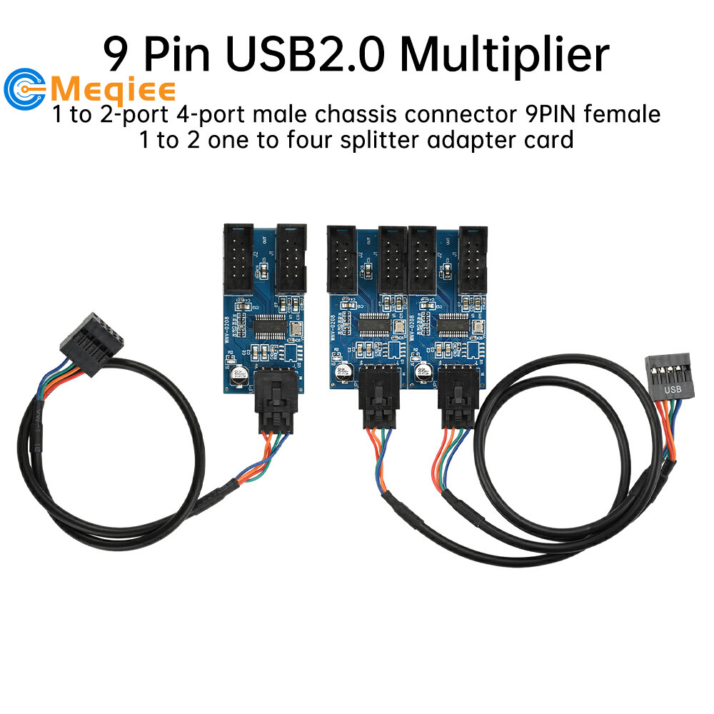 9-Pin USB 2.0 Multiplier 1-to-2-Port 4 cổng Nam Ổ cắm 9 chân Nữ 1-to-2 1-to-4 Splitter Adapter Card