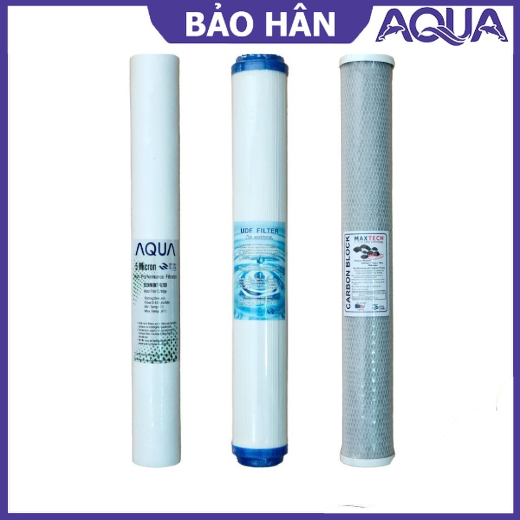 Lõi lọc nước AQUA chính hãng - Bộ lõi lọc thô 1 2 3 20 inch 50 cm - Lõi lọc tổng đầu nguồn