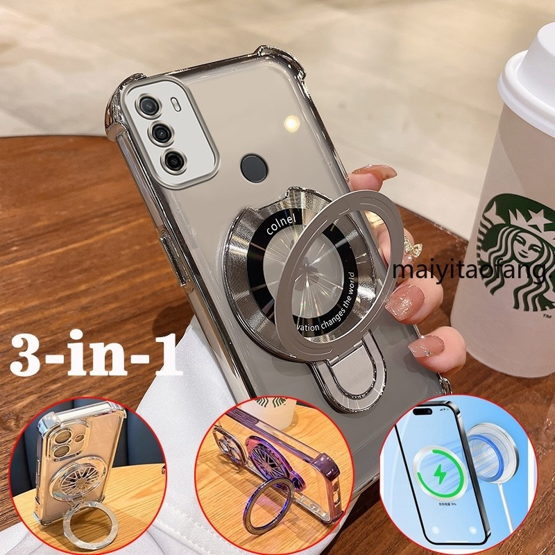 [3 trong 1] Ốp Lưng Cho OPPO A53 2020 Đế Gương Chống Sốc Mạ Chống Rơi Vỏ Điện Thoại Mềm Có Bảo Vệ Ốn