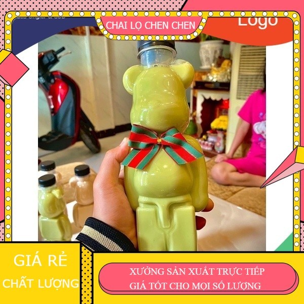 25 Chai nhựa gấu hot trend đựng kẹo, đựng trà sữa siêu đẹp kèm nắp