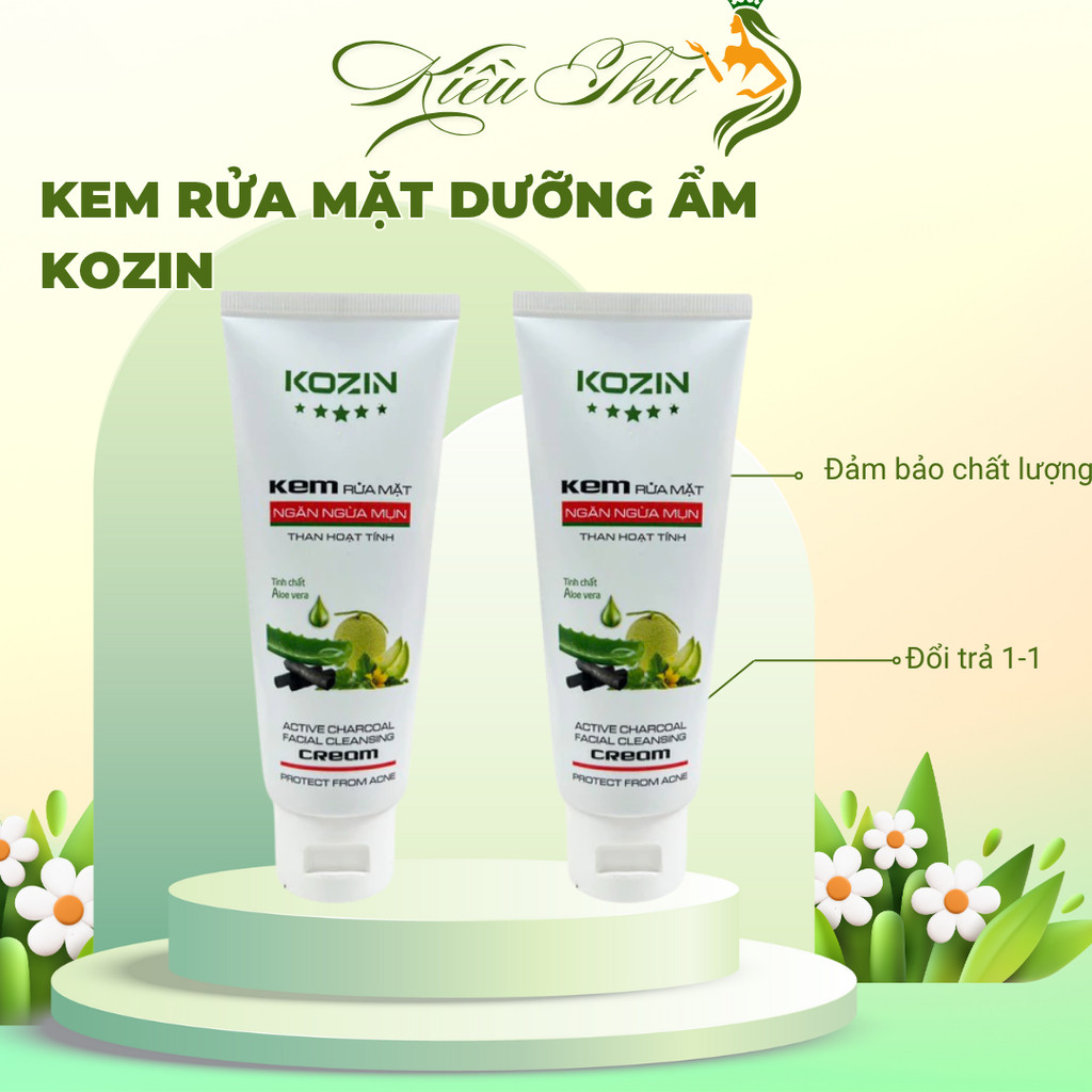 Kem Rửa Mặt (Sữa Rửa Mặt) Dưỡng Ẩm KOZIN Với Than Hoạt Tính- Ngừa M.ụn, Sáng Da 85ml - Chính Hãng - 