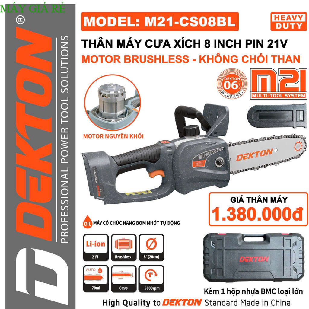 Máy cưa xích chạy pin dekton M21 CS08BL ,mẫu mới Shop giá rẻ