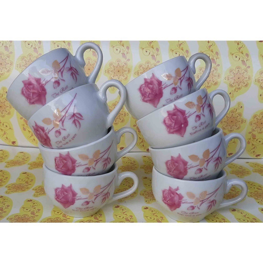 m1 Combo 6 Chén Hoa Hồng Uống Trà Có Quai .Không Quai, m2