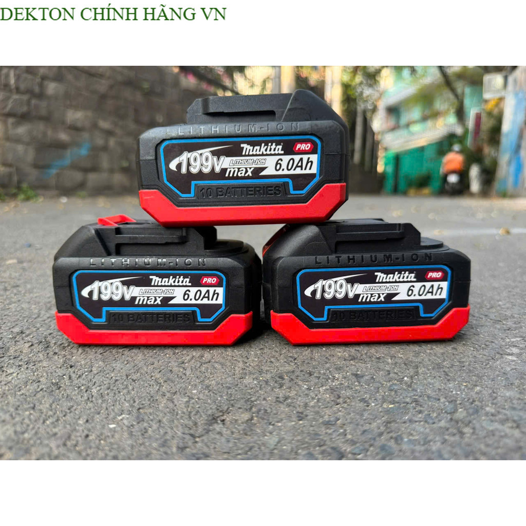 Pin Makita 18V -21V 2 hàng vỏ chống sốc Dung Lượng 4Ah - 5Ah  nhận sạc Adapter . DEKTON C . HÃNG