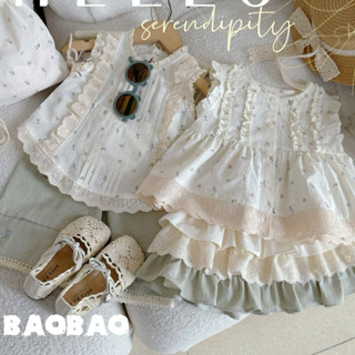 [BAOBAO] ÁO SÁT NÁCH BÈO REN CỔ TRÒN HOA NHÍ , QUẦN XUÔNG , CHÂN VÁY LẺ CHO BÉ GÁI -M493