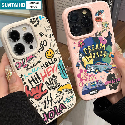 Ốp Điện Thoại Suntaiho Ngộ nghĩnh Hợp Thời Trang Graffiti Dream World Họa Tiết Mờ Mềm Cao Cấp Vỏ Chống Sốc Cho iPhone 11 12 13 14 15 16 Pro max IP 7 8 Plus Iphon X Xs XR Xs max