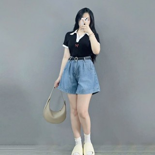 Quần Short Jean Bigsize Nữ Lưng Chun Dáng A Rộng Rãi Thoải Mái Ngoại Cỡ 50-95kg-Q555