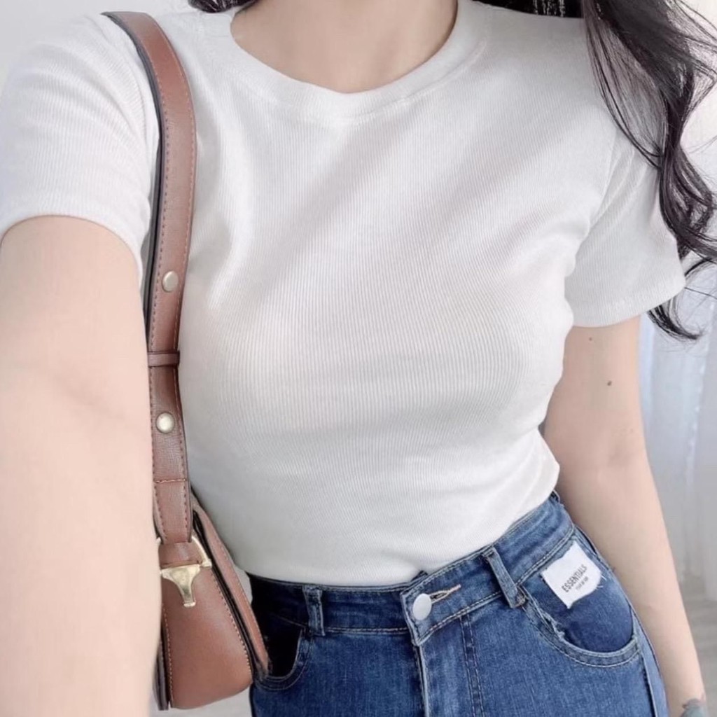 Áo Thun Ôm Body cổ Tròn Ngắn Tay Chất Gân Đẹp Có Size M L mã nh61 | BigBuy360 - bigbuy360.vn