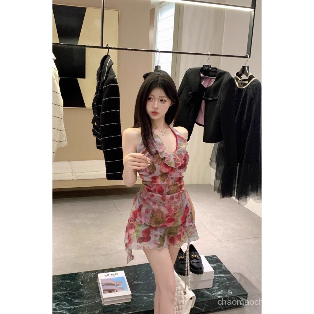 Halter Neck Tie Dress Summer New Backless Tank Dress for Women