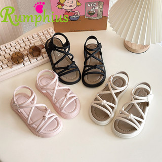 Rumphius Tối Giản Hợp Thời Trang Da Xăng đan Mũi Mở Cho Bé Gái Cổ Điển Phù Hợp Với Đế Mềm Chống Trơn Trượt Giày Trẻ Em Size 26-37