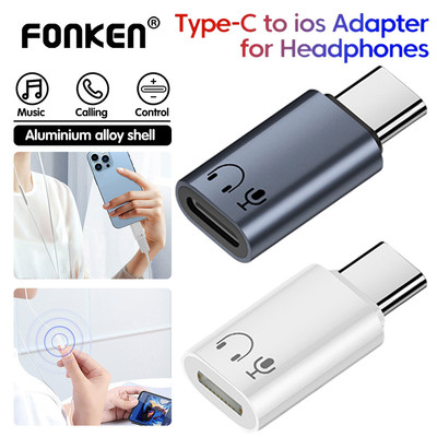 Fonken Type-C sang iOS Bộ chuyển đổi âm thanh USB C Nam sang iOS Nữ Tai nghe Bộ chuyển đổi tai nghe cho máy tính bảng iPh 16 15