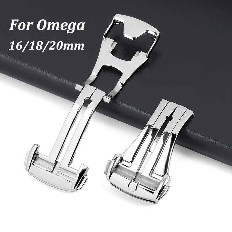  Khóa đồng hồ bằng thép không gỉ 316L 16mm 18mm 20mm cho Omega Seamaster De Ville Speedmaster Nút khóa bướm kim loại Triển khai Khóa gấp 