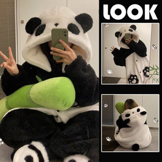 Kigurumi Hoạt Hình Gấu Trúc Bộ Đồ Ngủ Nữ Lông Cừu San Hô Dày Váy Ngủ Cô Gái Dễ Thương Bộ Đồ Ngủ