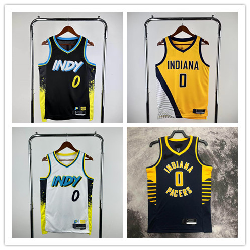 [Hot pressed] Áo bóng rổ Indiana Pacers No.0 Haliburton với áo Vest Jersey phiên bản thành phố LOGO