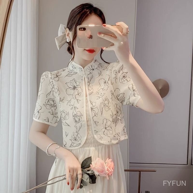 Áo Bolero Filipiniana hiện đại, áo crop top dân tộc, áo Barong tay phồng cho phụ nữ