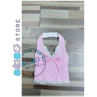  Áo cổ yếm caro phối ren cho bé gái siêu đáng yêu và năng động phù hợp cho bé gái mặc đi chơi  đi học  đi biển 
