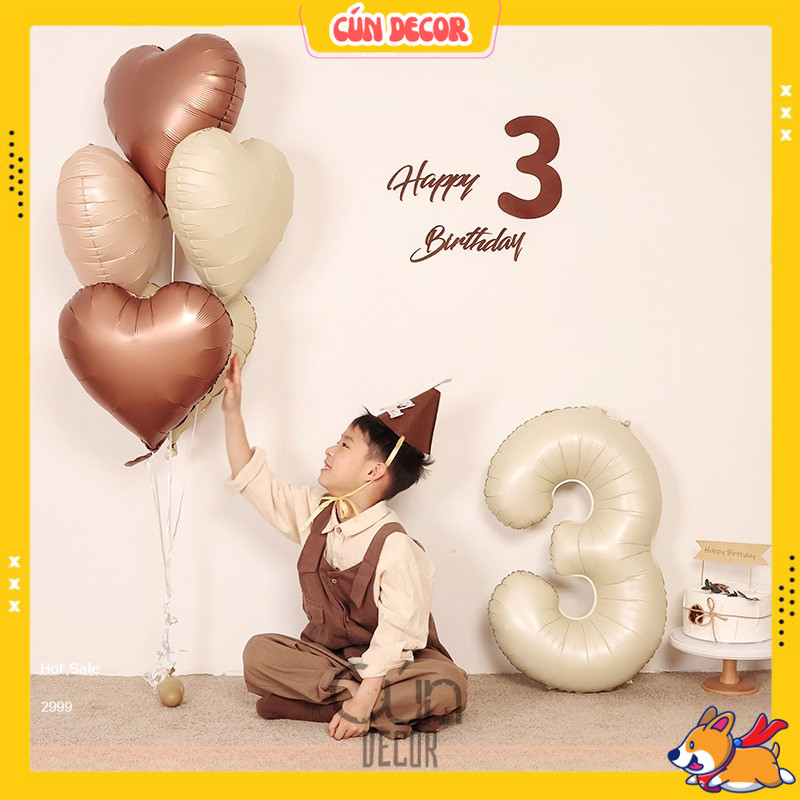 [TẶNG BƠM KEO SỐ TUỔI ĐẠI] Set Sinh Nhật Tông Vintage Hàn Quốc Dùng Trang Trí Decor Tiệc Tùng Sinh N