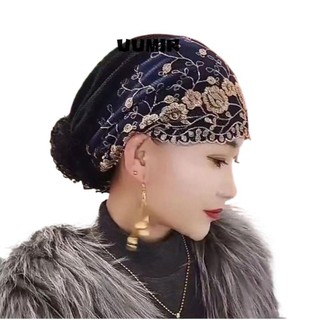  Mũ Hồi giáo UUMIR Mũ thêu hoa Baotou Mũ cầu nguyện bằng vải Cotton mùa hè thời trang dành cho nữ 