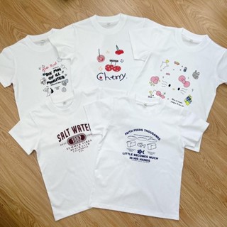 Áo Baby Tee Màu Trắng Chất cotton 2 chiều, áo thun nữ form nhỏ nhiều hình in