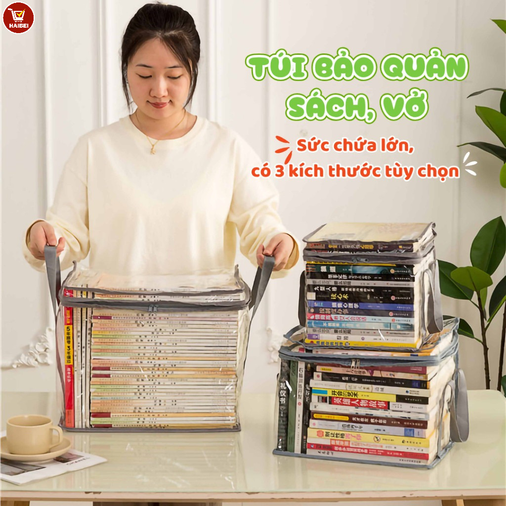 Hộp sách có thể gập lại, chất liệu PVC trong suốt, dễ quan sát, túi truyện tranh có khóa kéo trong suốt chống bụi