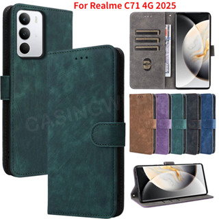 Dành Cho Realme C71 C75 C75X C 71 14X 4G 5G 2025 Vỏ Điện Thoại Da Lật Sang Trọng Khe Cắm Thẻ Ví Đứng Giá Đỡ Vỏ TPU Mềm Chống Sốc